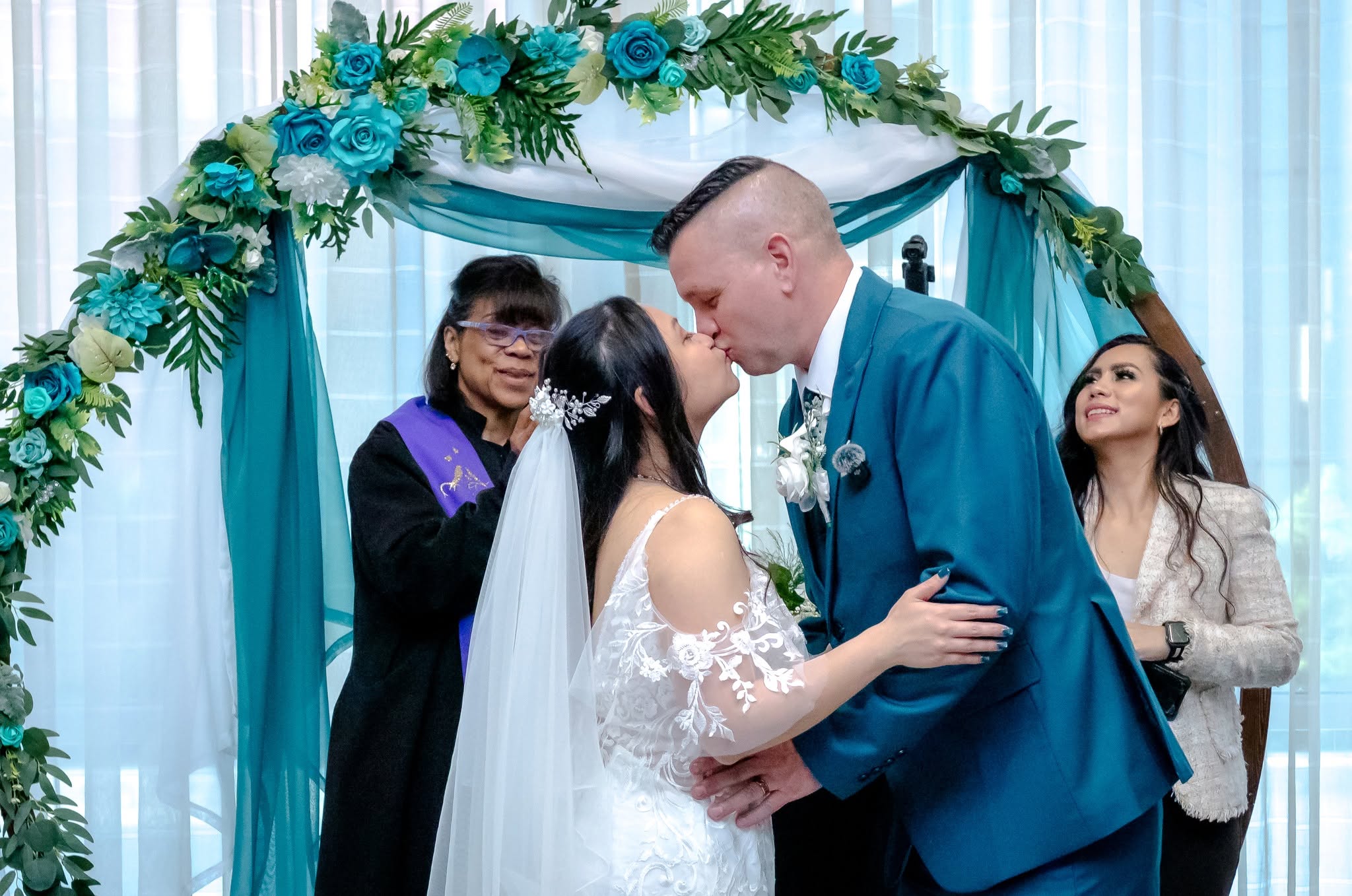 Beautiful bride and groom at their wedding